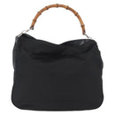 GUCCI Bamboo Hand Bag Nylon 2way Black Silver 001 1998 1577 Auth ep13375-2