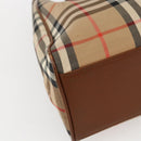 Burberrys Nova Check Hand Bag Canvas Beige Gold Auth ep13387-14
