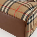 Burberrys Nova Check Hand Bag Canvas Beige Gold Auth ep13387-15