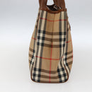 Burberrys Nova Check Hand Bag Canvas Beige Gold Auth ep13387-4