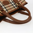 Burberrys Nova Check Hand Bag Canvas Beige Gold Auth ep13387-7