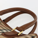 Burberrys Nova Check Hand Bag Canvas Beige Gold Auth ep13387-8