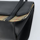 Burberrys Nova Check Hand Bag Leather Black Silver Auth ep13393-9