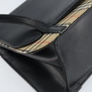 Burberrys Nova Check Hand Bag Leather Black Silver Auth ep13393-14