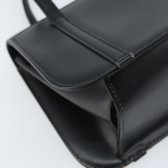 Burberrys Nova Check Hand Bag Leather Black Silver Auth ep13393