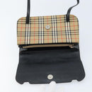 Burberrys Nova Check Hand Bag Leather Black Silver Auth ep13393-10