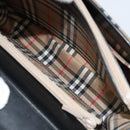 Burberrys Nova Check Hand Bag Leather Black Silver Auth ep13393-11