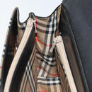 Burberrys Nova Check Hand Bag Leather Black Silver Auth ep13393-18