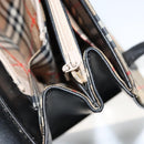 Burberrys Nova Check Hand Bag Leather Black Silver Auth ep13393-20