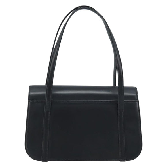 Burberrys Nova Check Hand Bag Leather Black Silver Auth ep13393