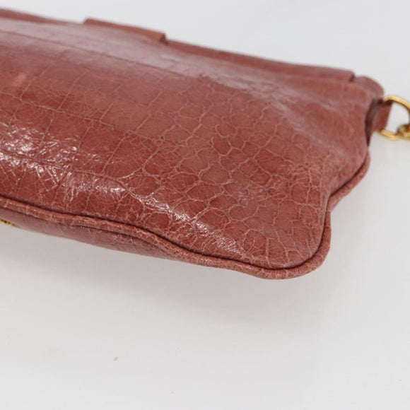 Miu Miu Shoulder Bag Leather Pink Gold Auth ep13395