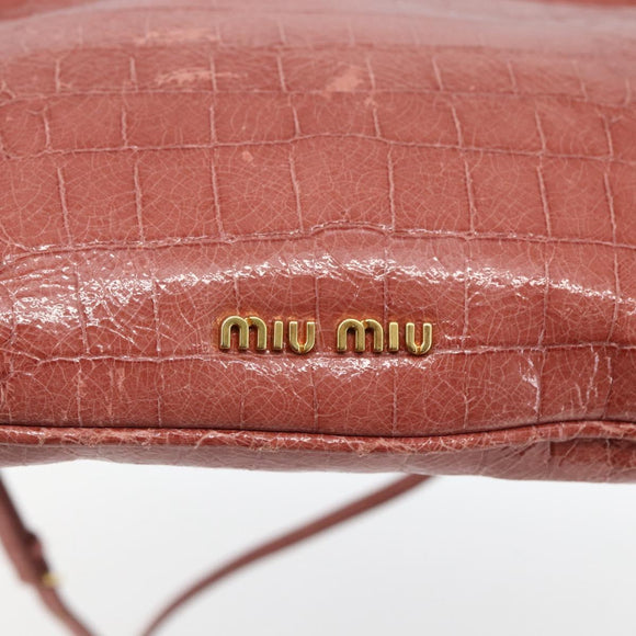 Miu Miu Shoulder Bag Leather Pink Gold Auth ep13395
