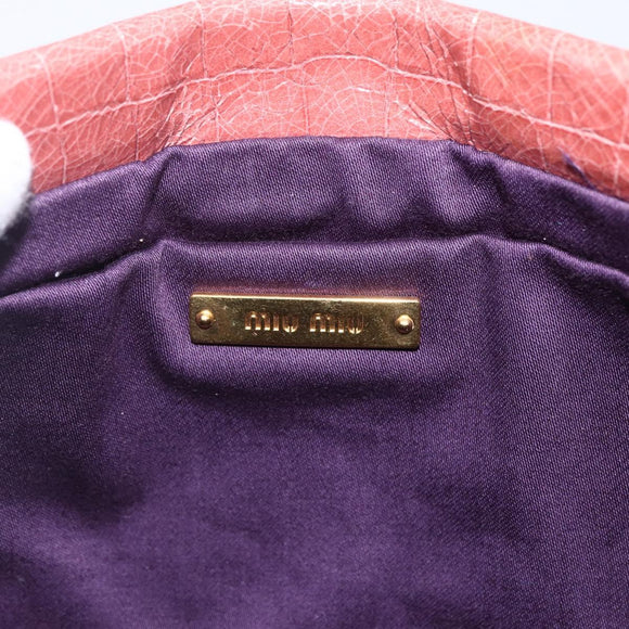 Miu Miu Shoulder Bag Leather Pink Gold Auth ep13395