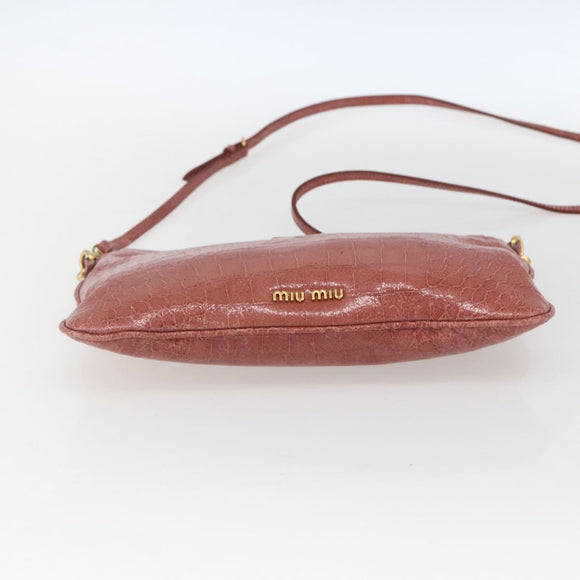 Miu Miu Shoulder Bag Leather Pink Gold Auth ep13395