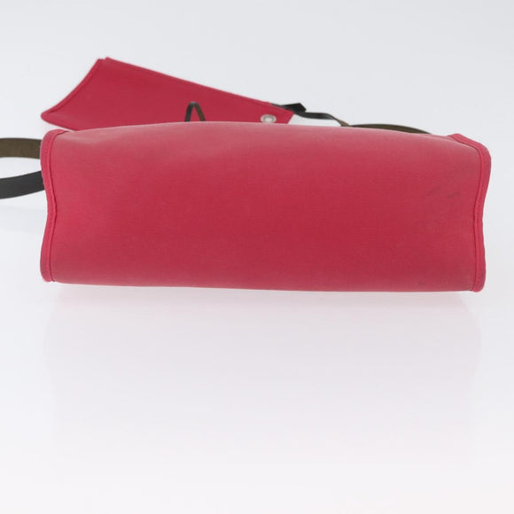 HERMES Herbag Zip Hand Bag Canvas Pink Silver Auth ep13396