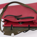 HERMES Herbag Zip Hand Bag Canvas Pink Silver Auth ep13396-11
