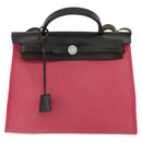HERMES Herbag Zip Hand Bag Canvas Pink Silver Auth ep13396-13