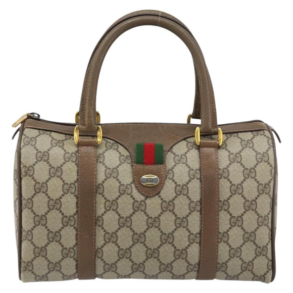 GUCCI GG Supreme Web Sherry Line Tasche PVC Beige Gold 39 02 006 Auth ep13397