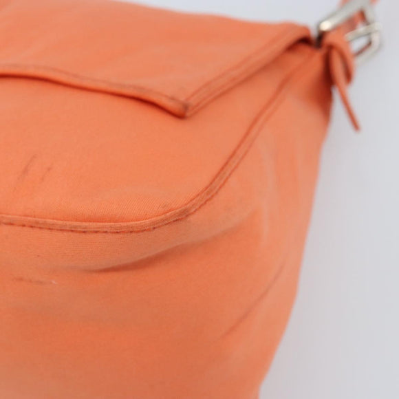 FENDI Mamma Baguette Shoulder Bag Nylon Orange Silver Auth ep13399