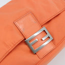 FENDI Mamma Baguette Shoulder Bag Nylon Orange Silver Auth ep13399-10