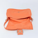FENDI Mamma Baguette Shoulder Bag Nylon Orange Silver Auth ep13399-20