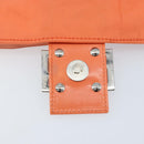 FENDI Mamma Baguette Shoulder Bag Nylon Orange Silver Auth ep13399-21