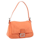 FENDI Mamma Baguette Shoulder Bag Nylon Orange Silver Auth ep13399-1