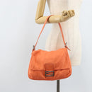 FENDI Mamma Baguette Shoulder Bag Nylon Orange Silver Auth ep13399-27
