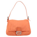 FENDI Mamma Baguette Shoulder Bag Nylon Orange Silver Auth ep13399-13