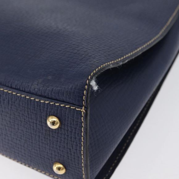 LOEWE Shoulder Bag Leather Navy Gold Auth ep13402