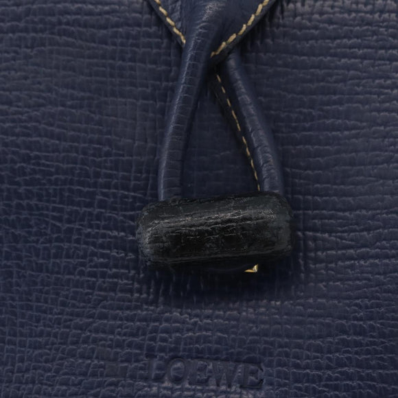 LOEWE Shoulder Bag Leather Navy Gold Auth ep13402