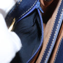 LOEWE Shoulder Bag Leather Navy Gold Auth ep13402-12