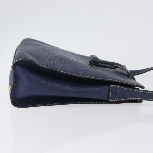 LOEWE Shoulder Bag Leather Navy Gold Auth ep13402
