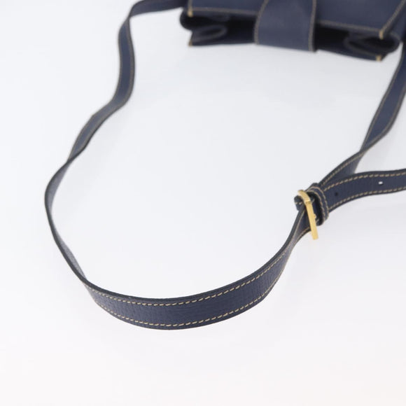 LOEWE Shoulder Bag Leather Navy Gold Auth ep13402