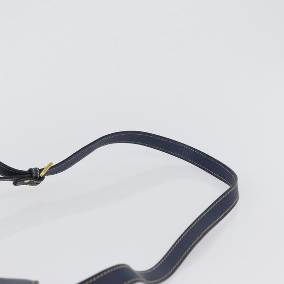 LOEWE Shoulder Bag Leather Navy Gold Auth ep13402