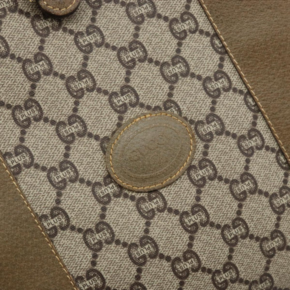 GUCCI GG Plus Supreme Web Sherry Line Tote Bag PVC Beige Gold Auth ep13405