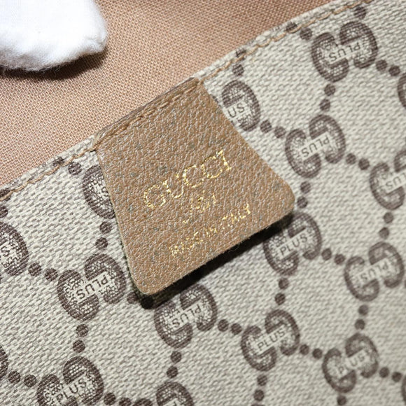 GUCCI GG Plus Supreme Web Sherry Line Tote Bag PVC Beige Gold Auth ep13405