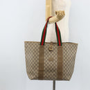 GUCCI GG Plus Supreme Web Sherry Line Tote Bag PVC Beige Gold Auth ep13405-22