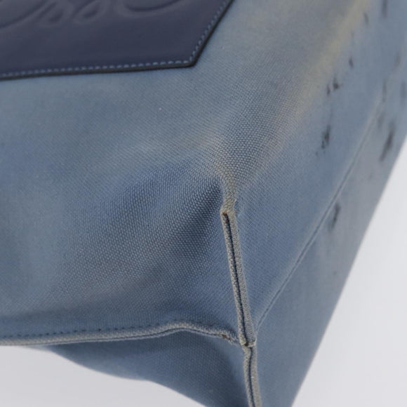 LOEWE Tote Bag Canvas Light Blue Silver Auth ep13411