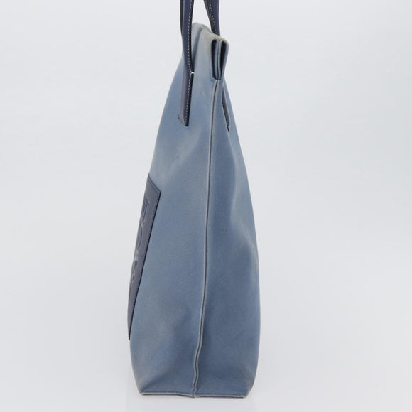 LOEWE Tote Bag Canvas Light Blue Silver Auth ep13411