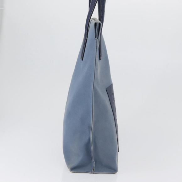 LOEWE Tote Bag Canvas Light Blue Silver Auth ep13411