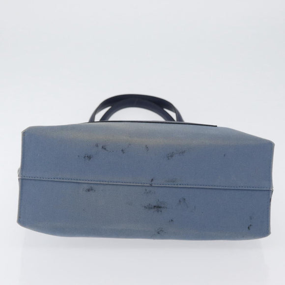 LOEWE Tote Bag Canvas Light Blue Silver Auth ep13411