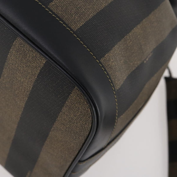 FENDI Pecan Canvas Shoulder Bag PVC Black Brown Auth ep13414