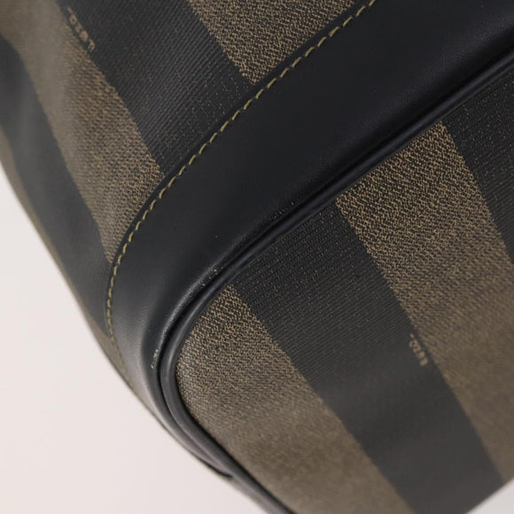 FENDI Pecan Canvas Shoulder Bag PVC Black Brown Auth ep13414