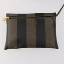 FENDI Pecan Canvas Shoulder Bag PVC Black Brown Auth ep13414-20