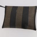 FENDI Pecan Canvas Shoulder Bag PVC Black Brown Auth ep13414-21