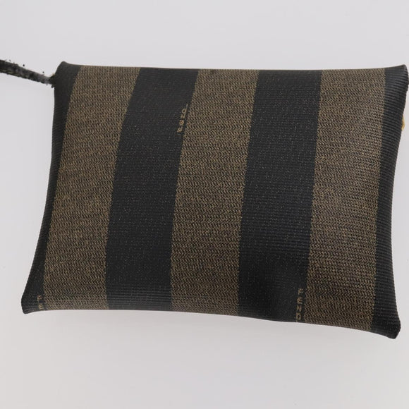 FENDI Pecan Canvas Shoulder Bag PVC Black Brown Auth ep13414