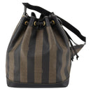 FENDI Pecan Canvas Shoulder Bag PVC Black Brown Auth ep13414-2