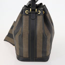 FENDI Pecan Canvas Shoulder Bag PVC Black Brown Auth ep13414-3