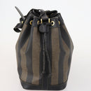 FENDI Pecan Canvas Shoulder Bag PVC Black Brown Auth ep13414-4